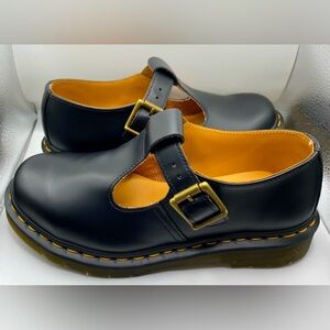 NWOB Dr. Martens Black Polley Smooth Leather Mary Janes Shoes Size 6US 37EU 4UK